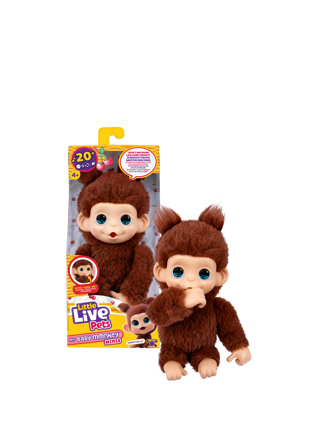 Little Live Pets interactive monkey soft toy Chikki Cherry - British product