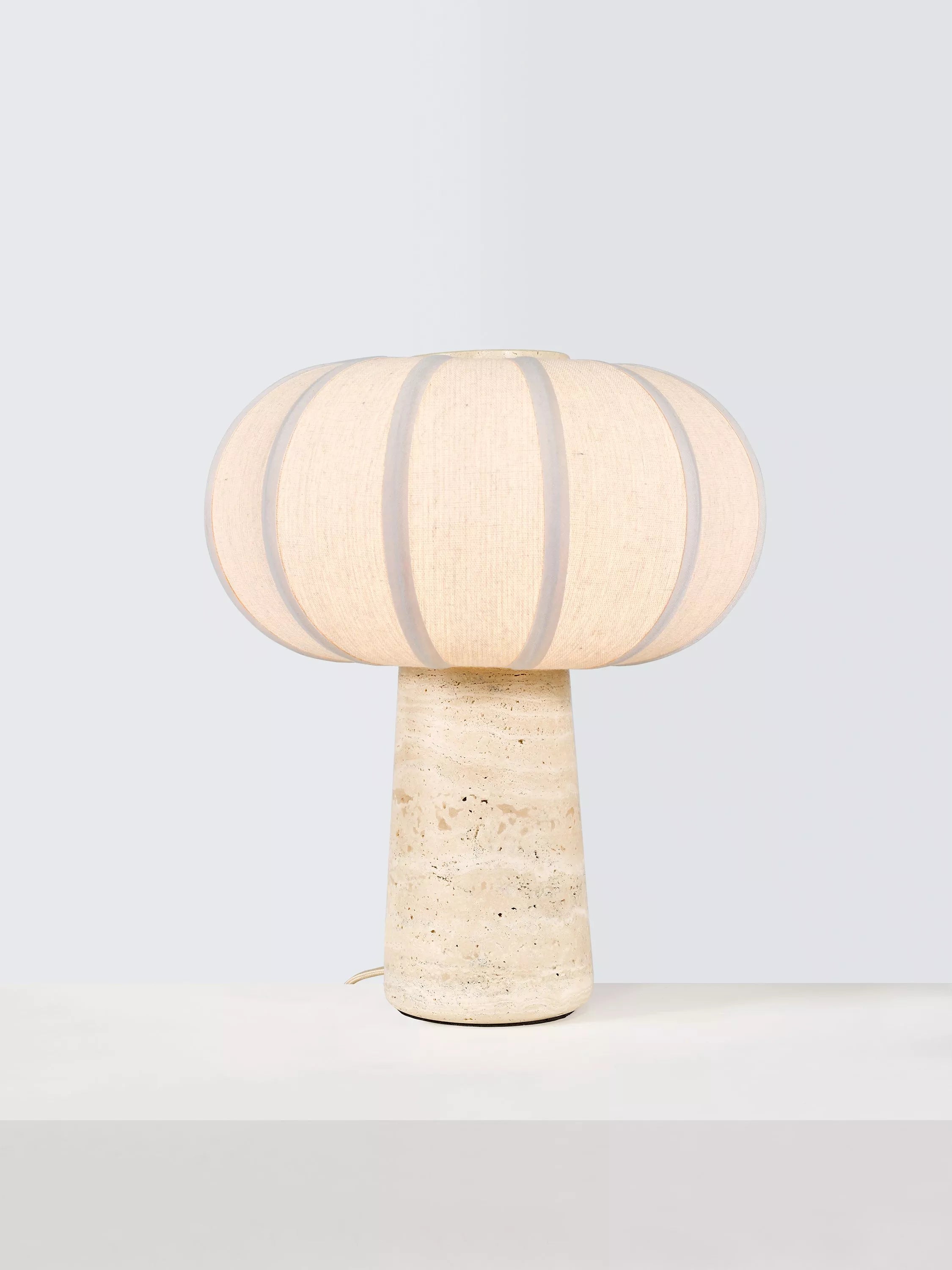 John Lewis travertine pumpkin table lamp stone base - British product