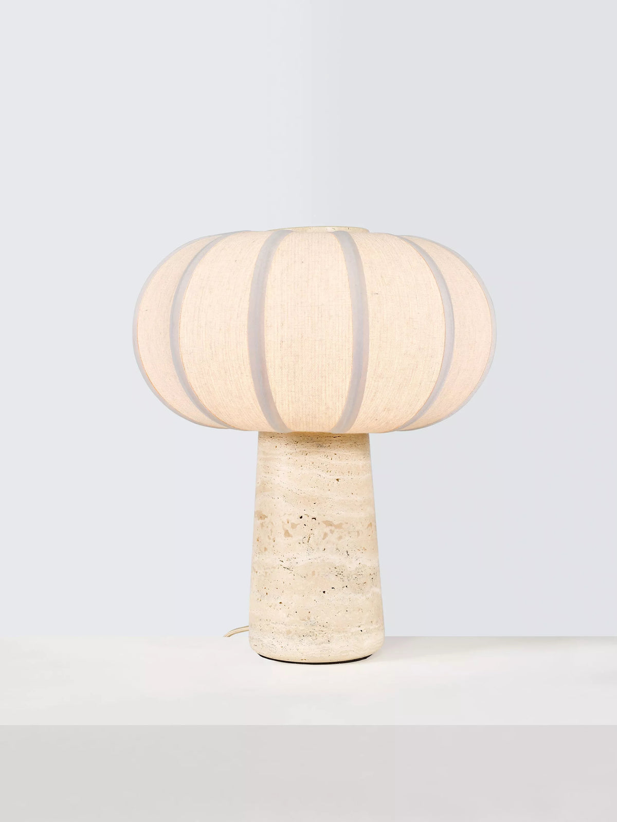 John Lewis travertine pumpkin table lamp stone base - British product