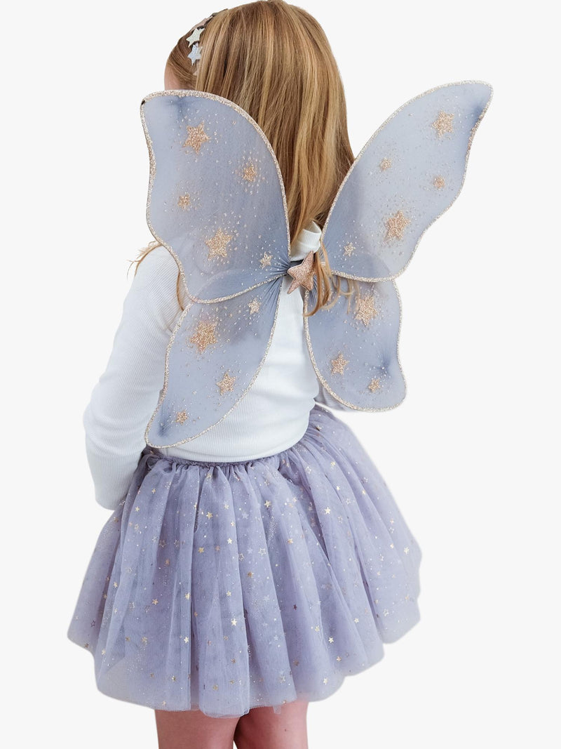 Mimi & Lula starry night kids dress-up wings, grey (British brand)