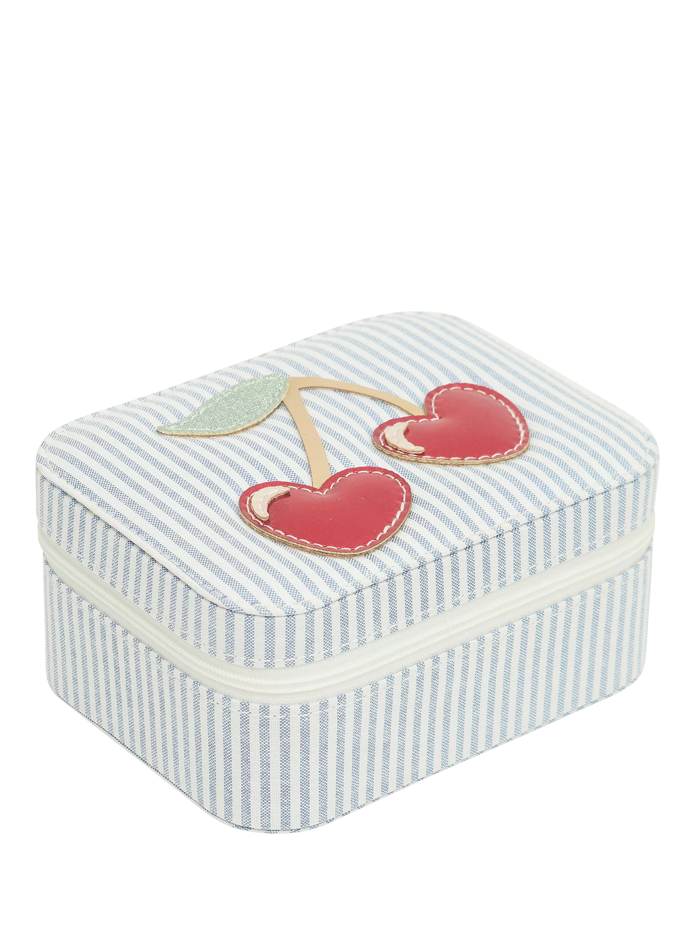 Mimi & Lula kids jewellery box cherry blue striped, imported from the UK