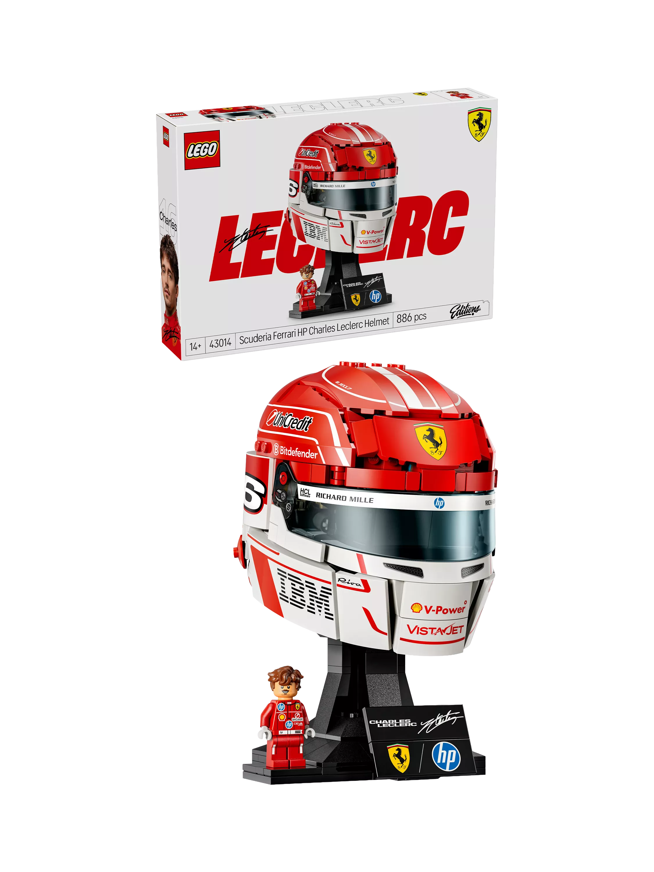 LEGO Ferrari helmet Charles Leclerc 886 pieces, imported from the UK