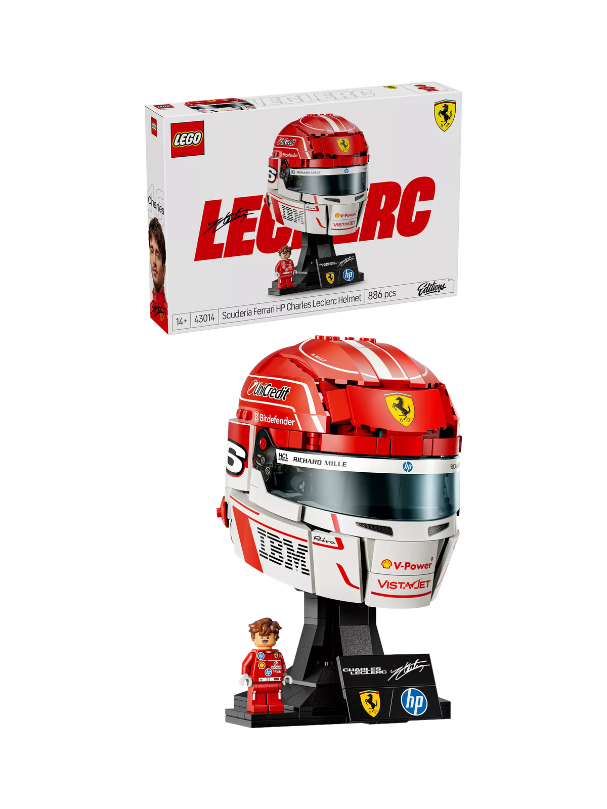 LEGO Ferrari helmet Charles Leclerc 886 pieces, imported from the UK