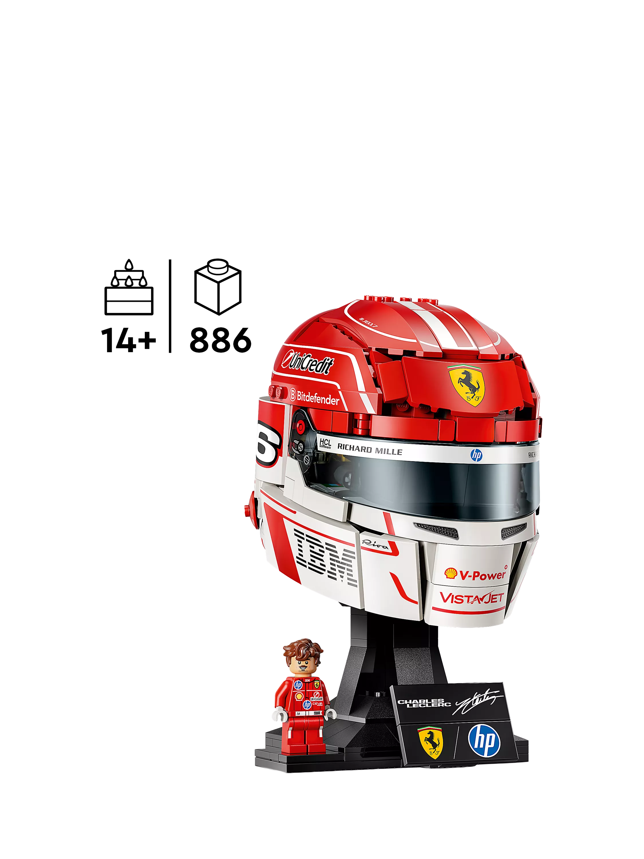 LEGO Ferrari helmet Charles Leclerc 886 pieces, imported from the UK