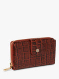Osprey London Carla zipped purse chocolate croc leather, imported from the UK