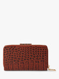 Osprey London Carla zipped purse chocolate croc leather, imported from the UK