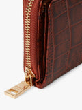 Osprey London Carla zipped purse chocolate croc leather, imported from the UK