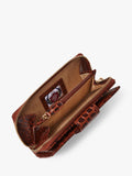 Osprey London Carla zipped purse chocolate croc leather, imported from the UK