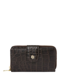 Osprey London Carla zipped purse chocolate croc leather, imported from the UK