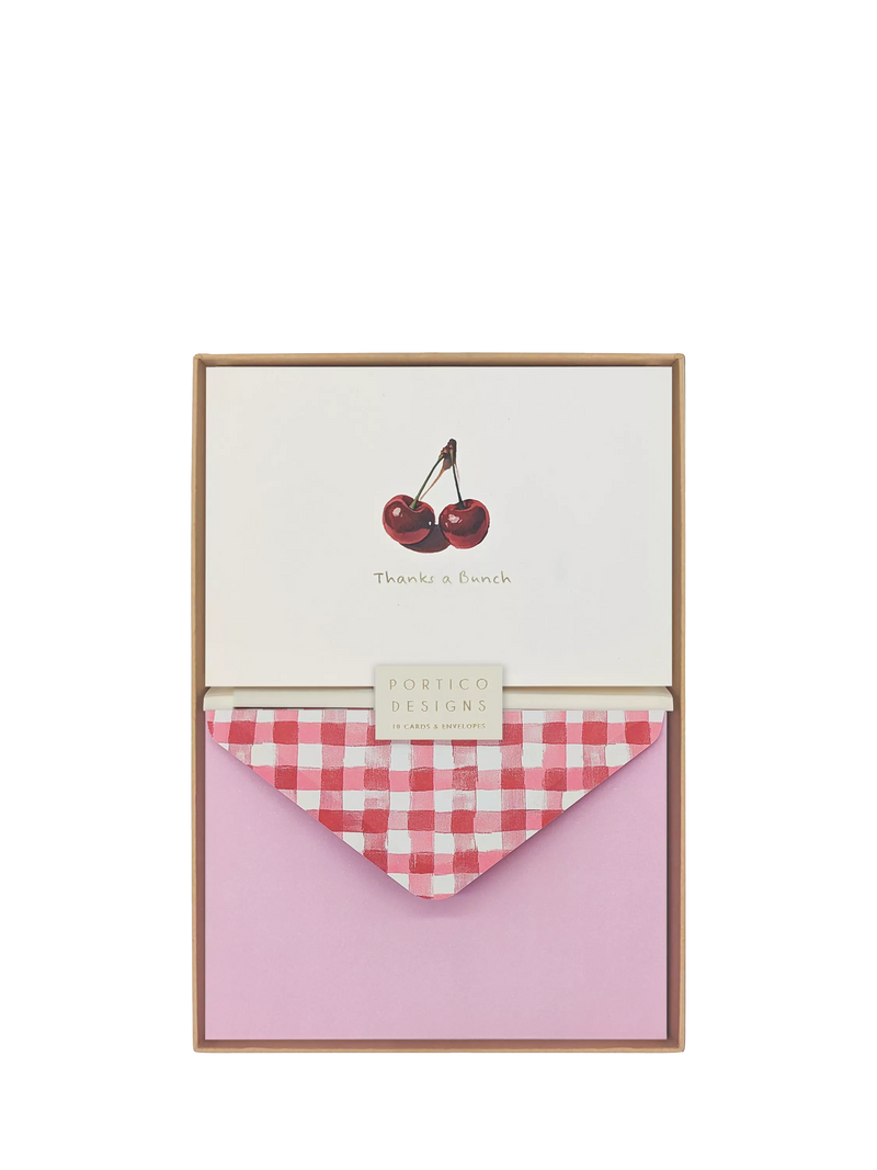 Portico cherry thank you cards set of 10, imported from the UK