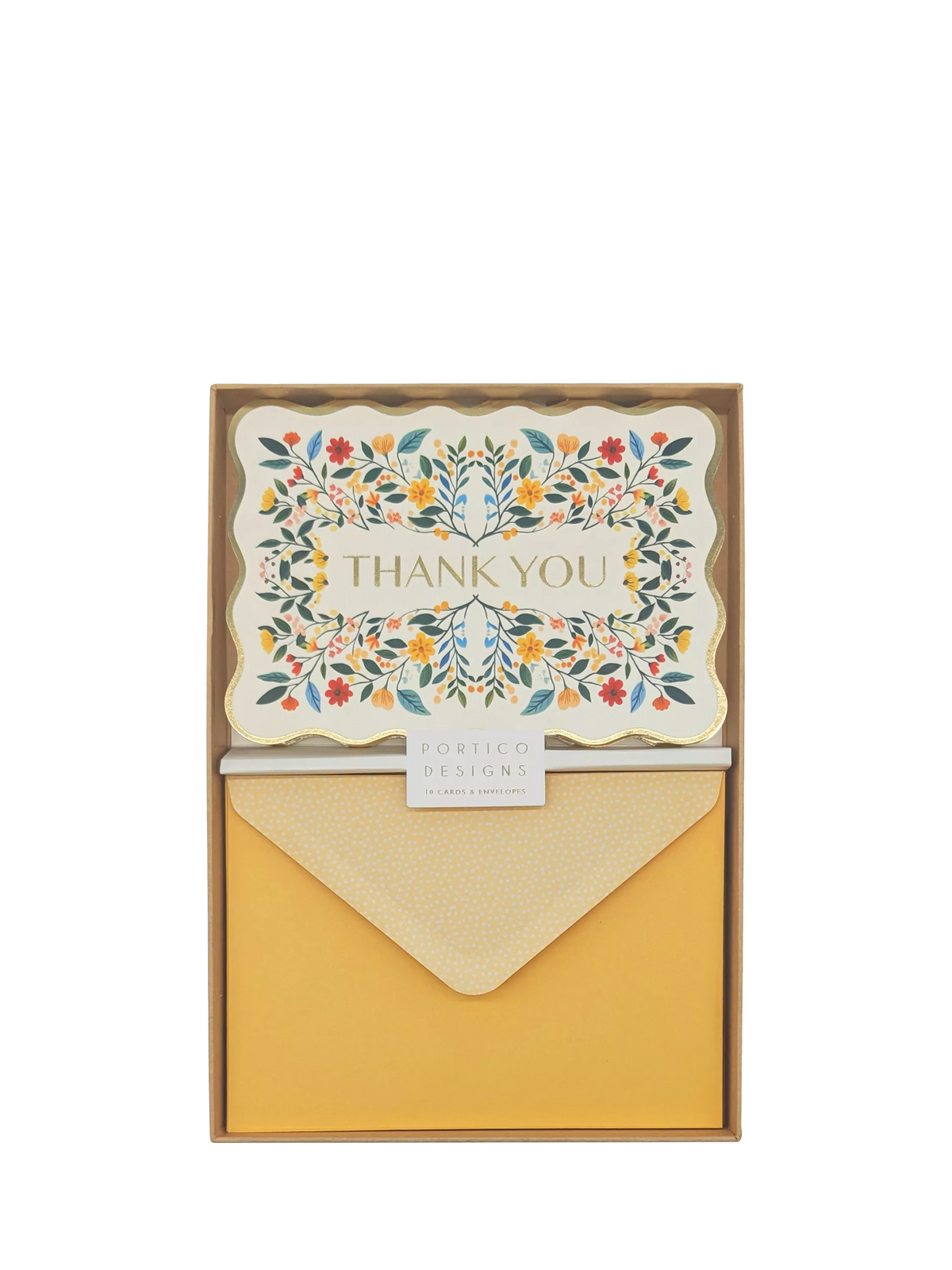 Portico floral die-cut thank you cards set of 10, imported from the UK