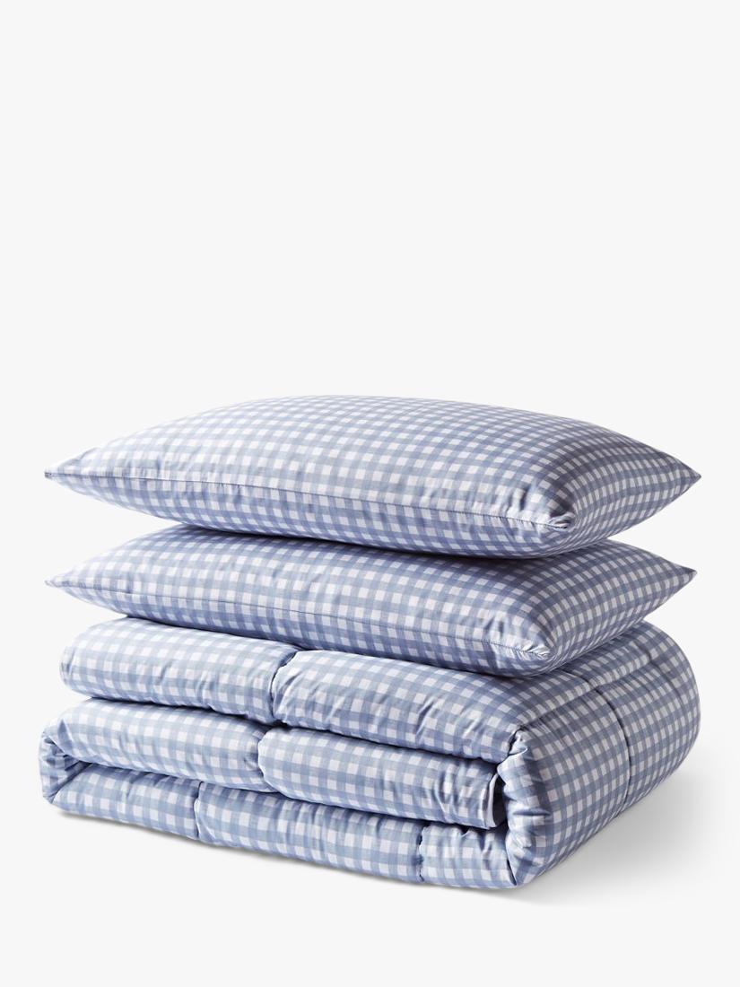 Night Lark gingham duvet set dusk blue double, imported from the UK