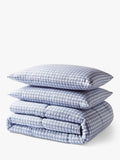 Night Lark gingham duvet set dusk blue double, imported from the UK