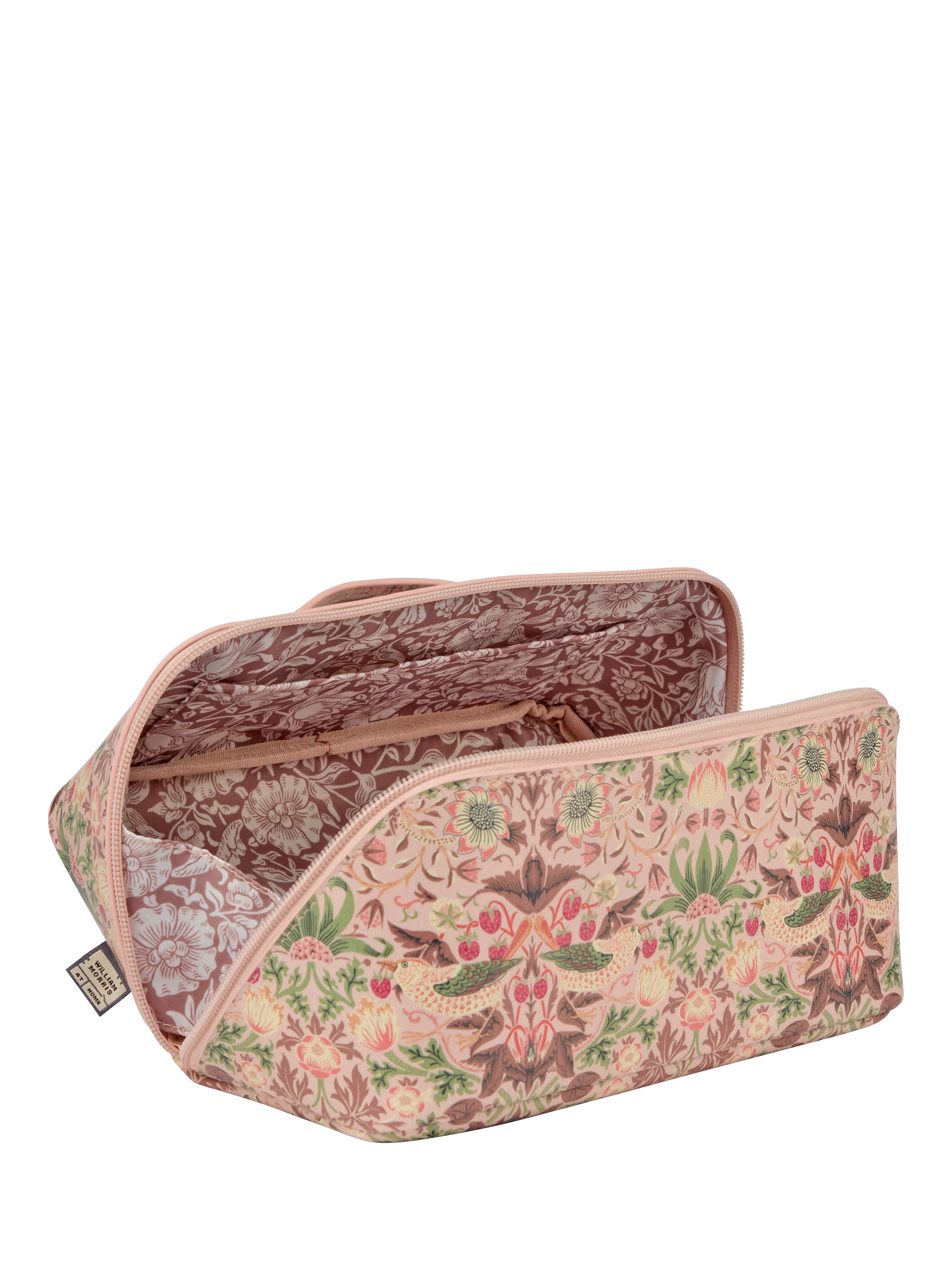 William Morris At Home Strawberry Thief lay flat wash bag UK version