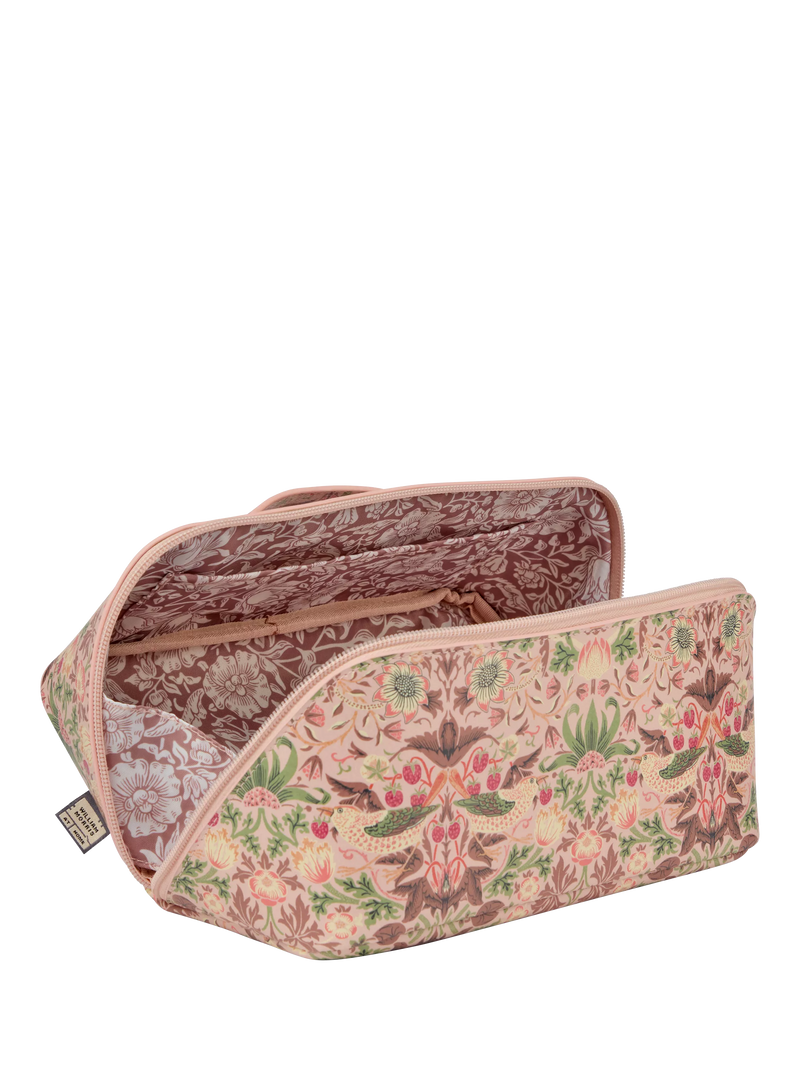 William Morris At Home Strawberry Thief lay flat wash bag UK version