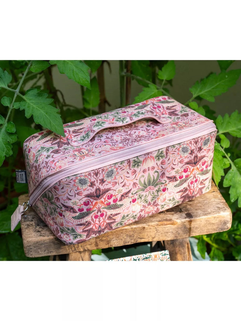 William Morris At Home Strawberry Thief lay flat wash bag UK version