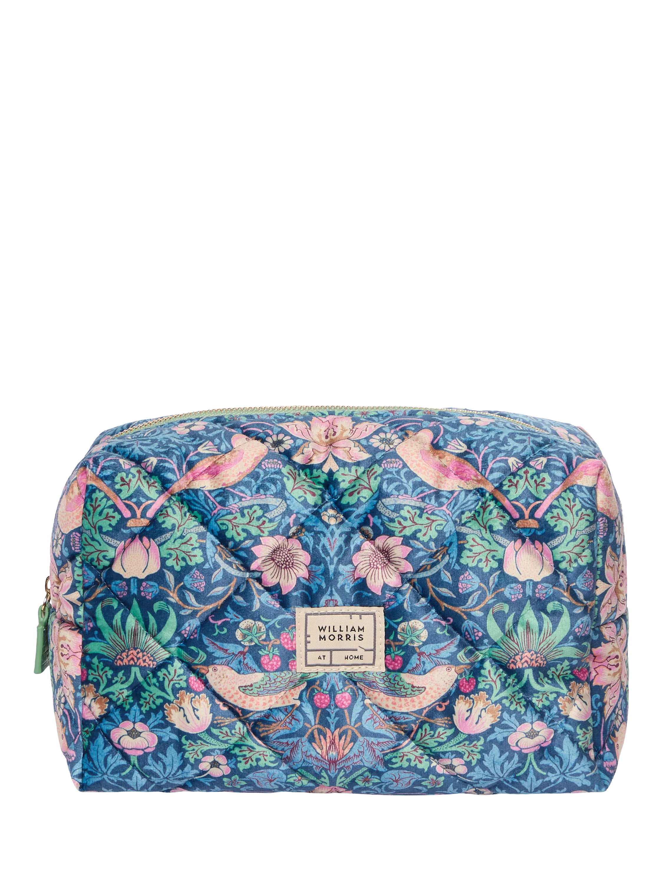 William Morris Strawberry Thief quilted wash bag, imported from the UK
