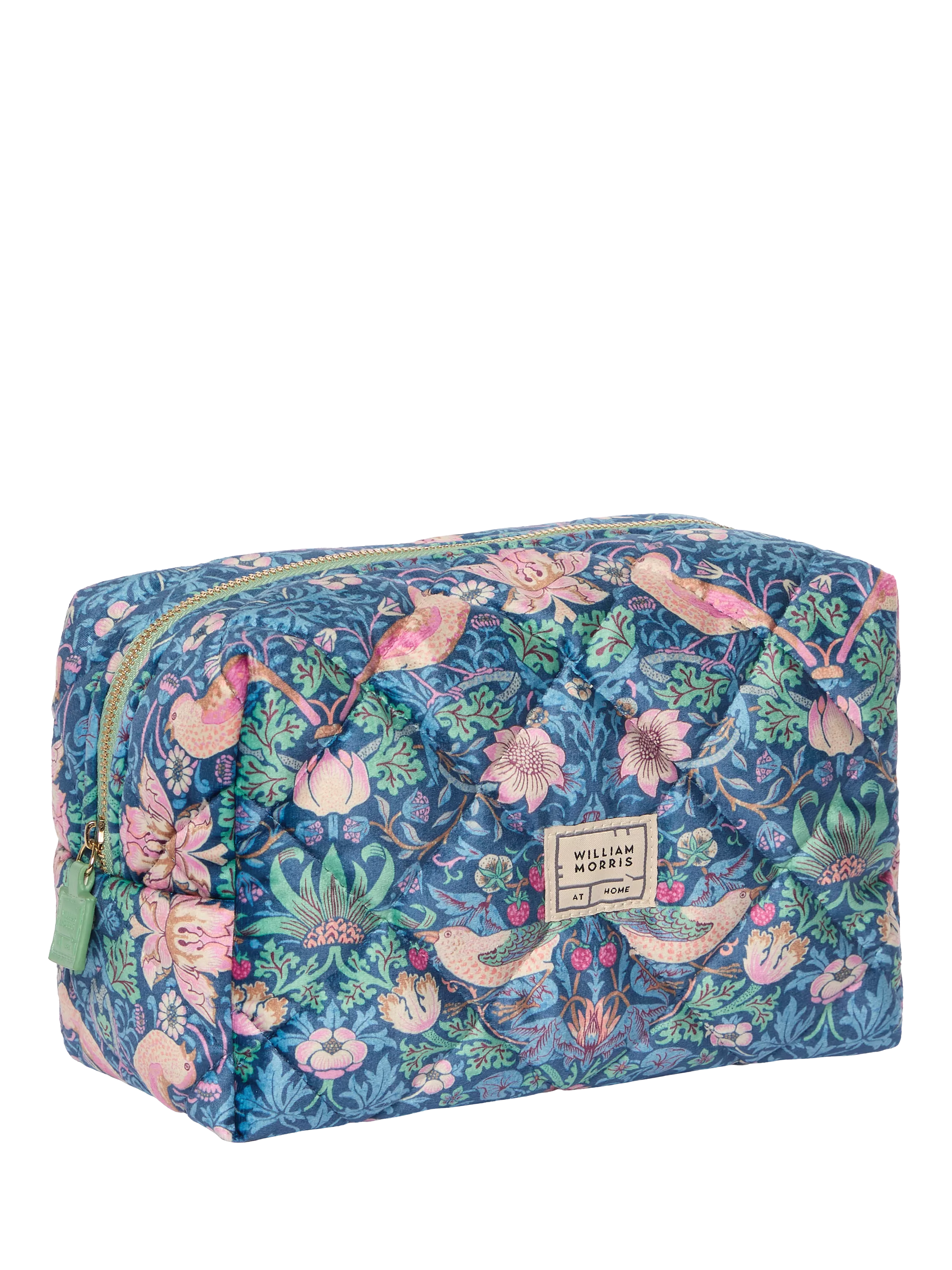 William Morris Strawberry Thief quilted wash bag, imported from the UK