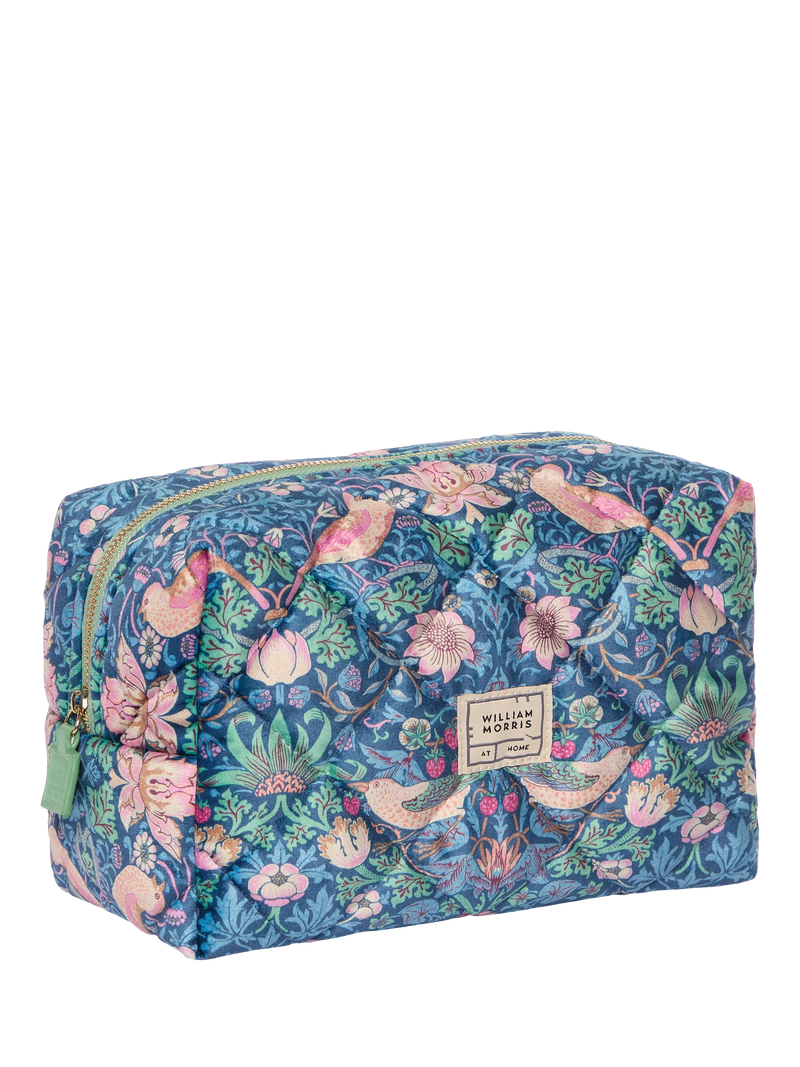 William Morris Strawberry Thief quilted wash bag, imported from the UK