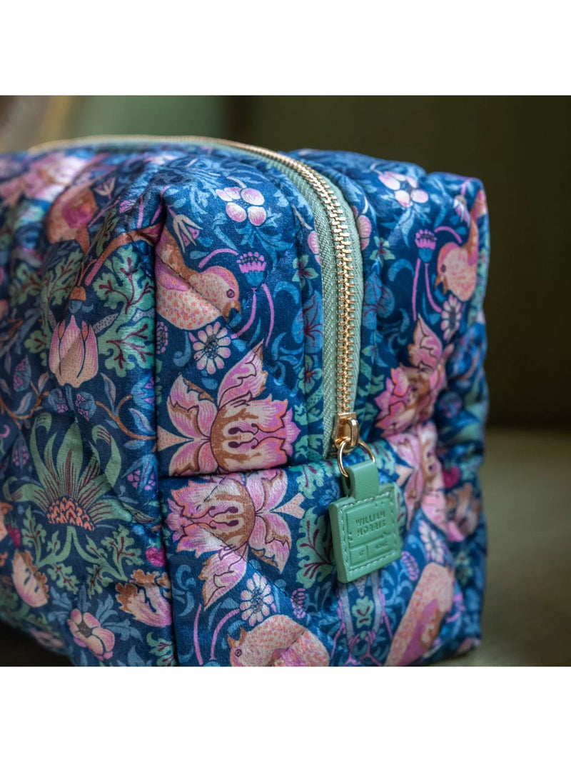 William Morris Strawberry Thief quilted wash bag, imported from the UK