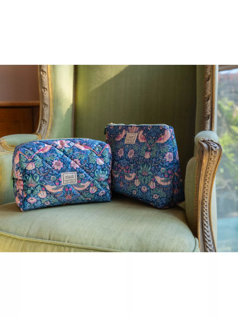 William Morris Strawberry Thief quilted wash bag, imported from the UK