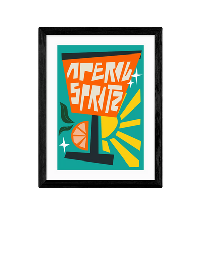 John Lewis EAST END PRINTS Natalie Cass 'Aperol Spritz Blue' Framed Print 43.4 x 33.4cm Black Frame- Buy online at McGrocer