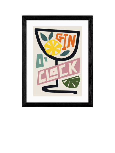 John Lewis East End Prints Natalie Cass 'Gin O'Clock' Framed Print, 43.4 x 33.4cm, Black Frame- Buy online at McGrocer