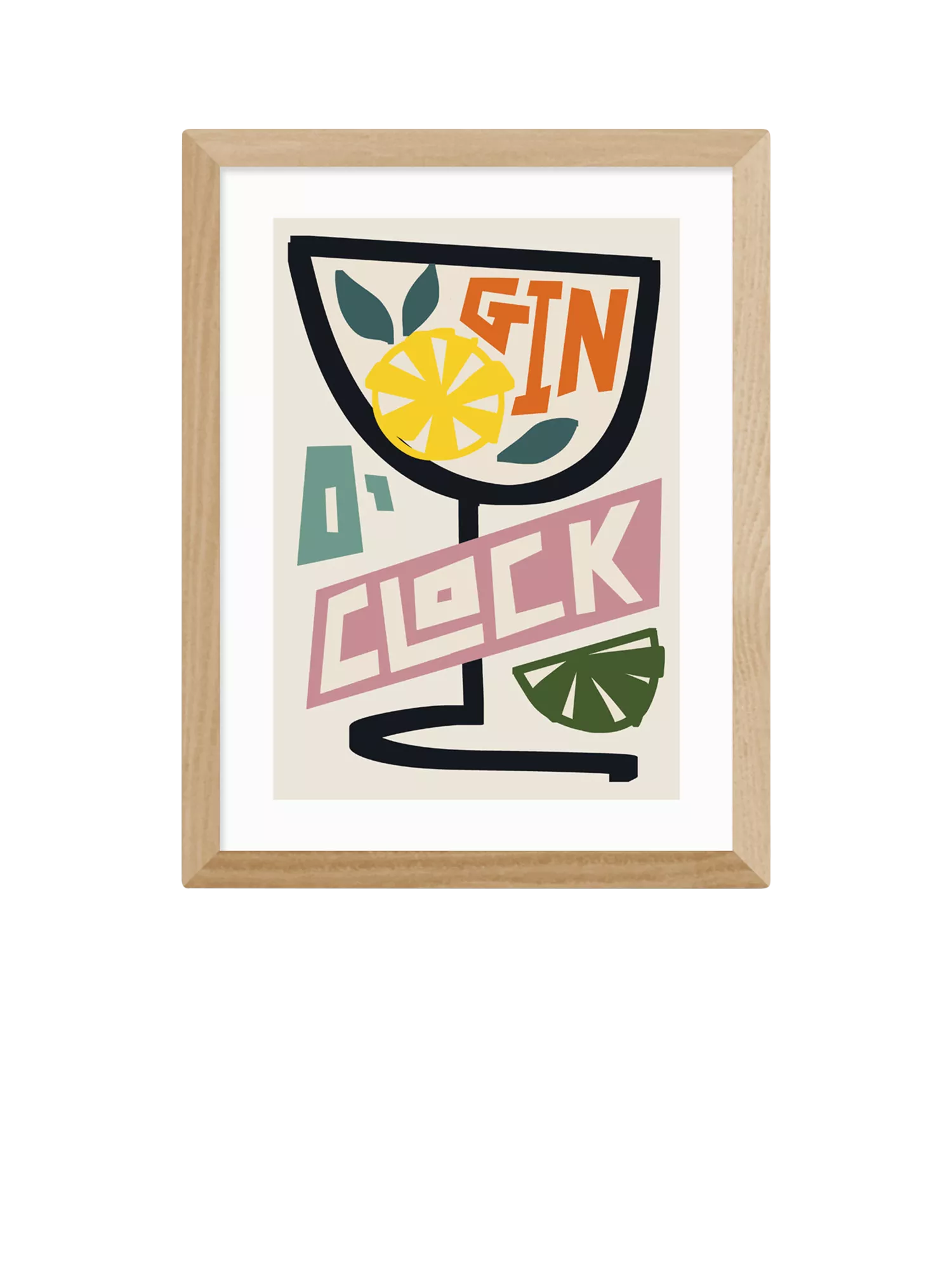 East End Prints Gin O'Clock framed print 43.4x33.4cm, imported from the UK