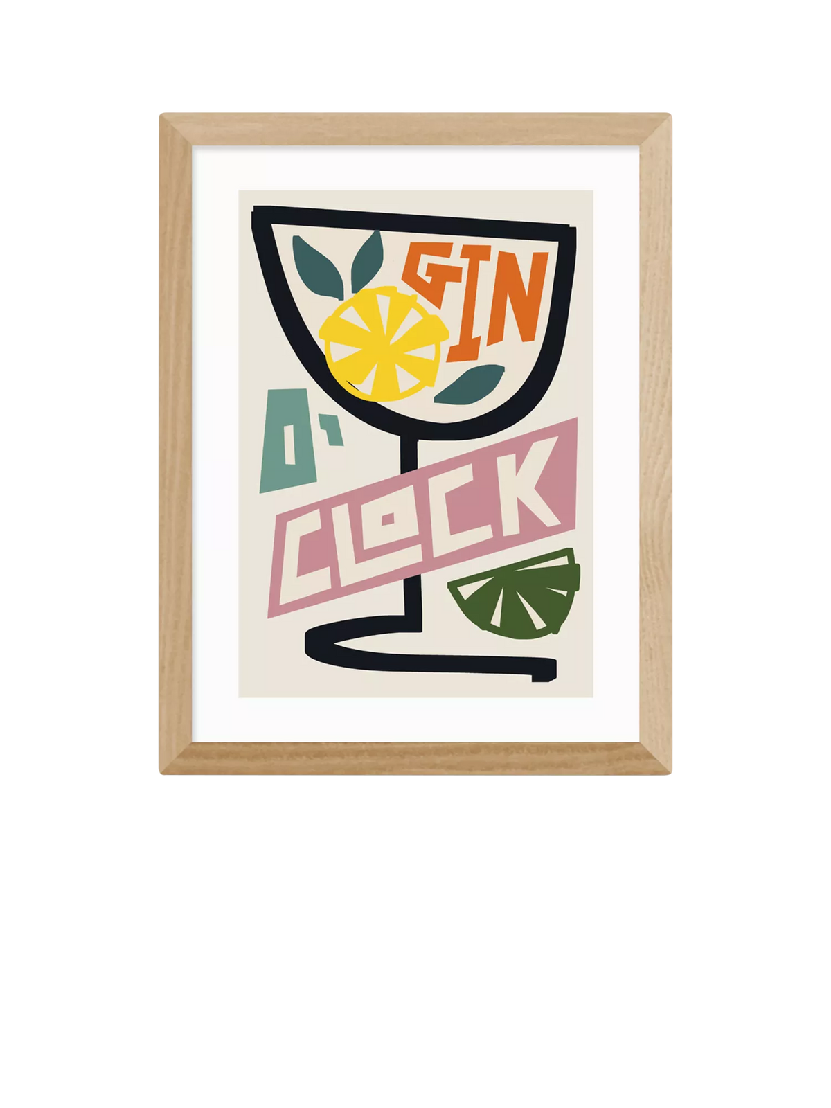 East End Prints Gin O'Clock framed print 43.4x33.4cm, imported from the UK