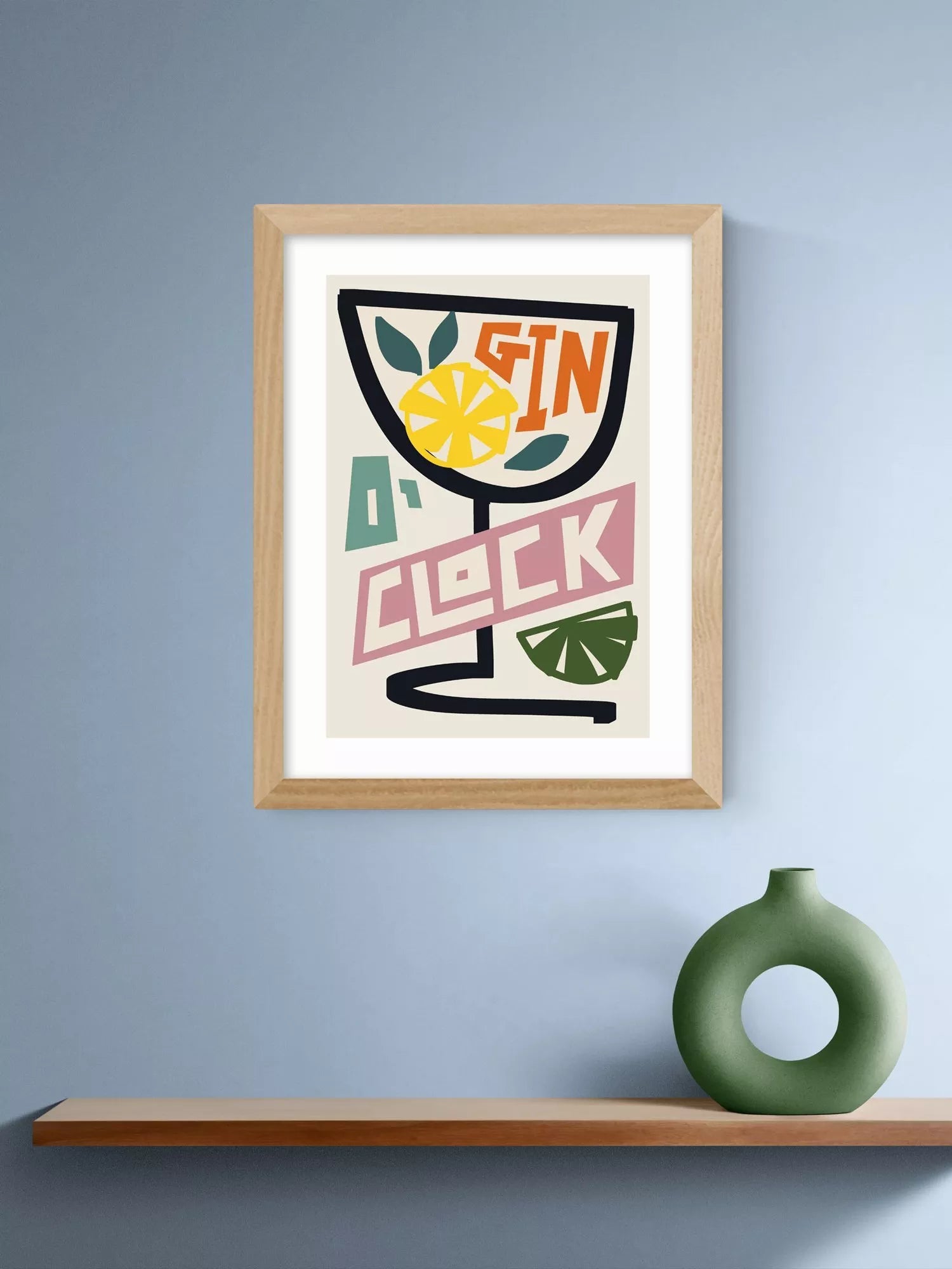 East End Prints Gin O'Clock framed print 43.4x33.4cm, imported from the UK