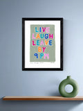 EAST END PRINTS framed print Live Laugh Leave by 9PM 43.4x33.4cm, UK version