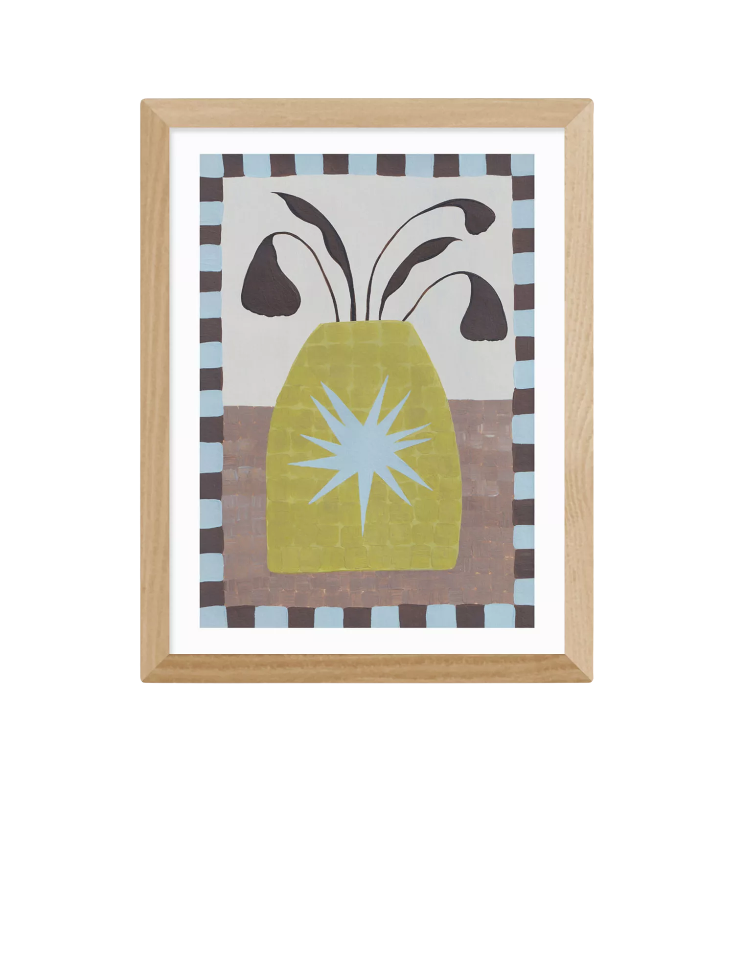 East End Prints Star Vase framed print 43.4x33.4cm oak (British brand)