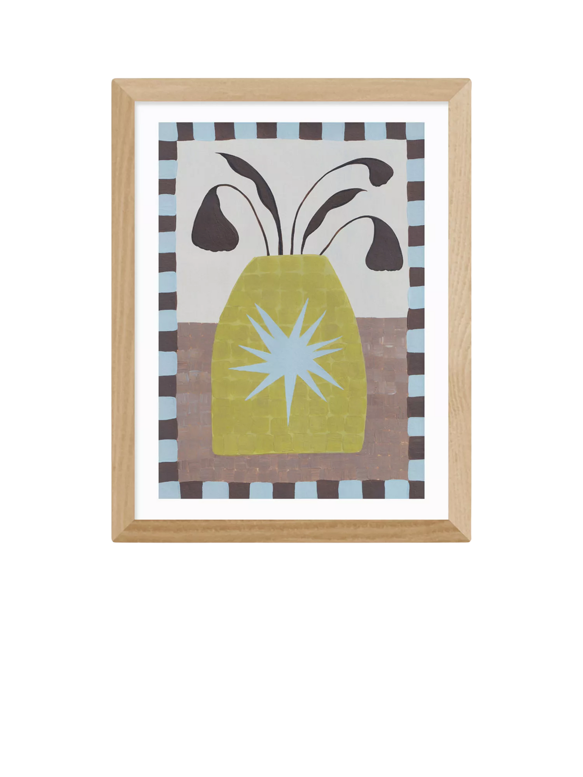 East End Prints Star Vase framed print 43.4x33.4cm oak (British brand)