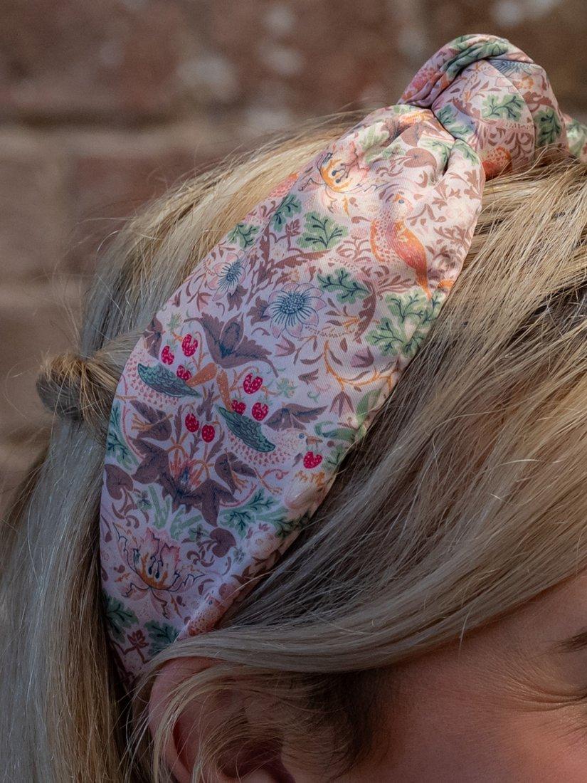 William Morris At Home Strawberry Thief headband pink, imported from the UK