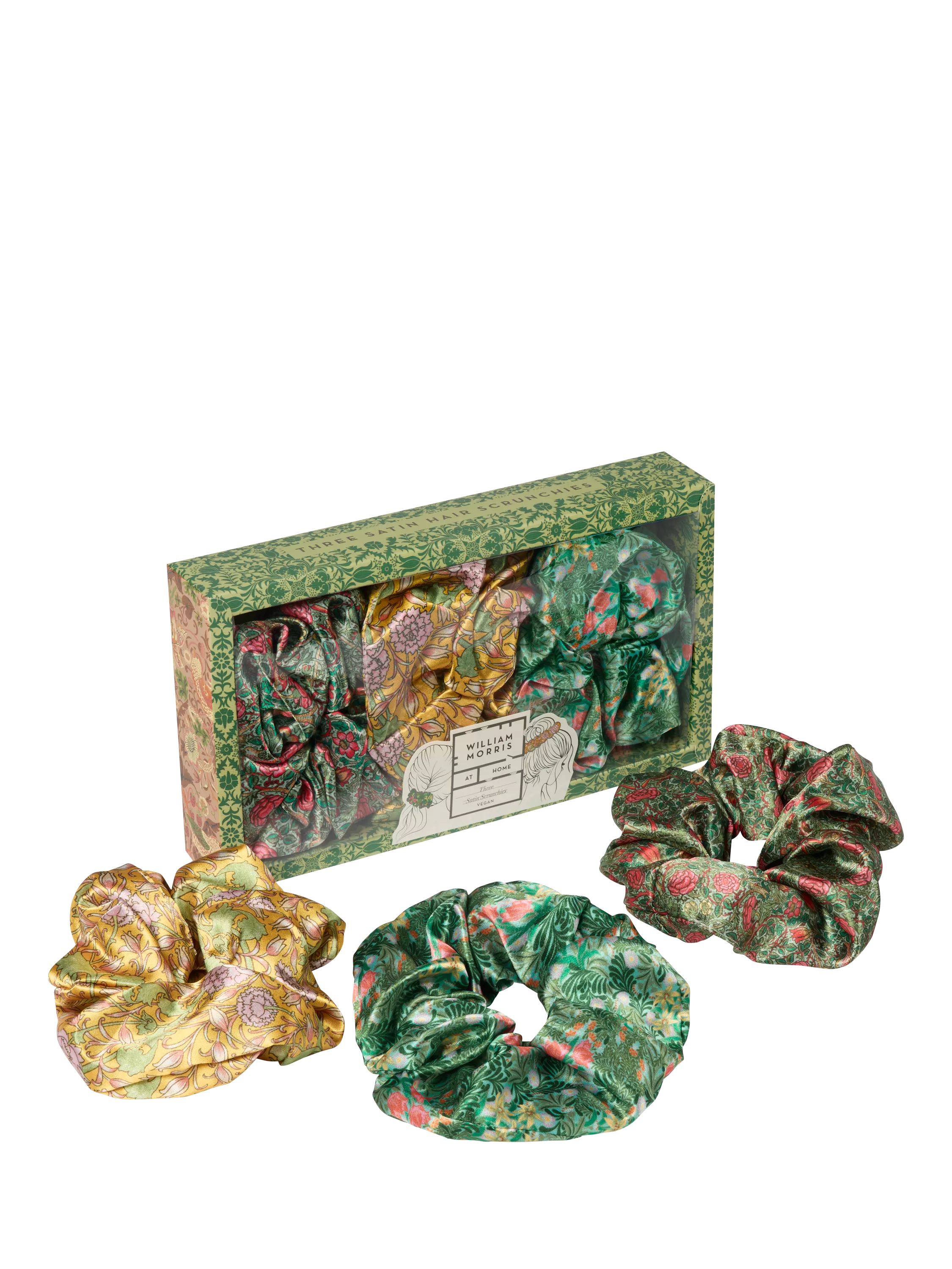 William Morris satin hair scrunchies gift set - British product