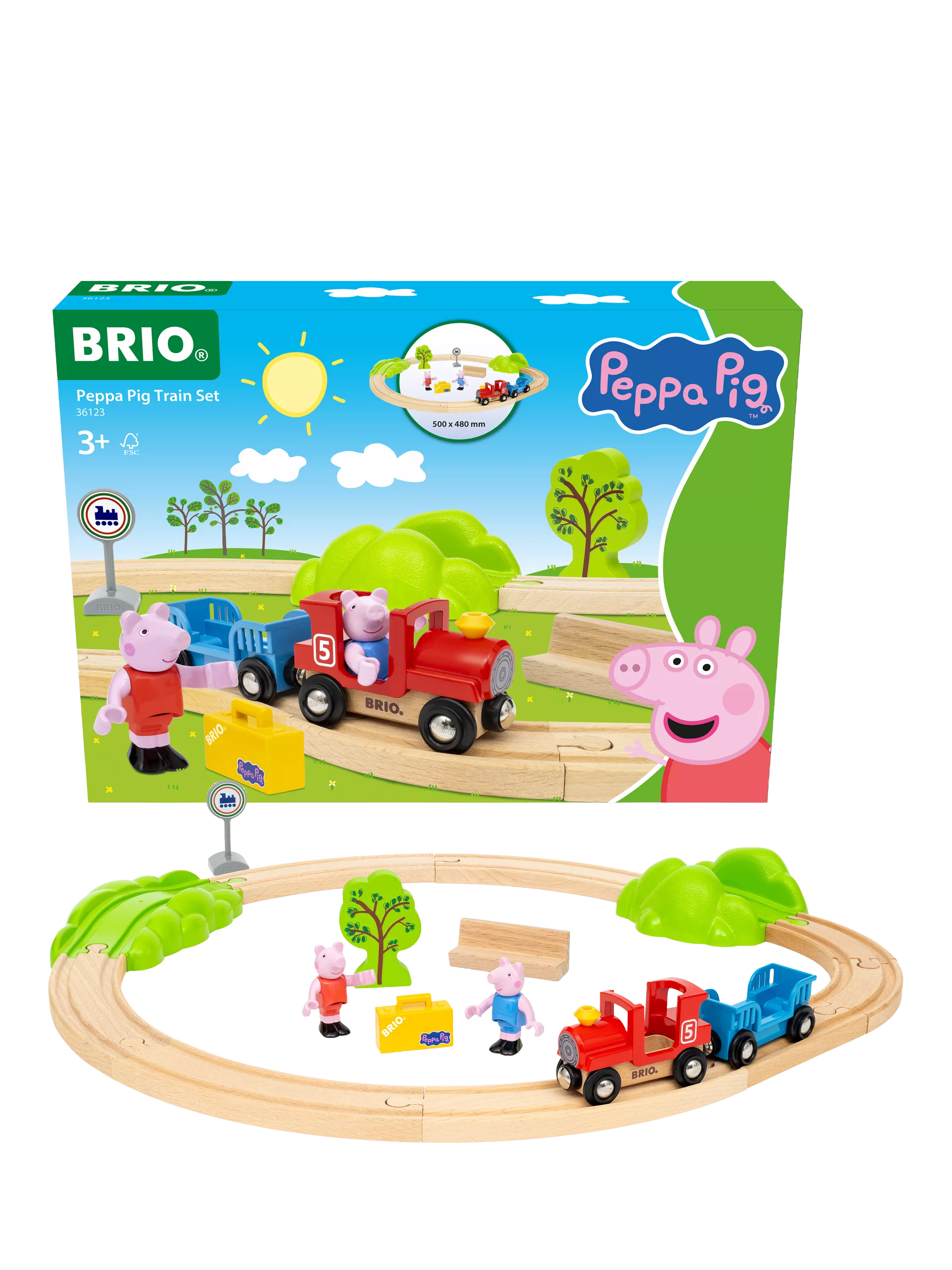 BRIO Peppa Pig train set with wooden tracks and figures, UK version