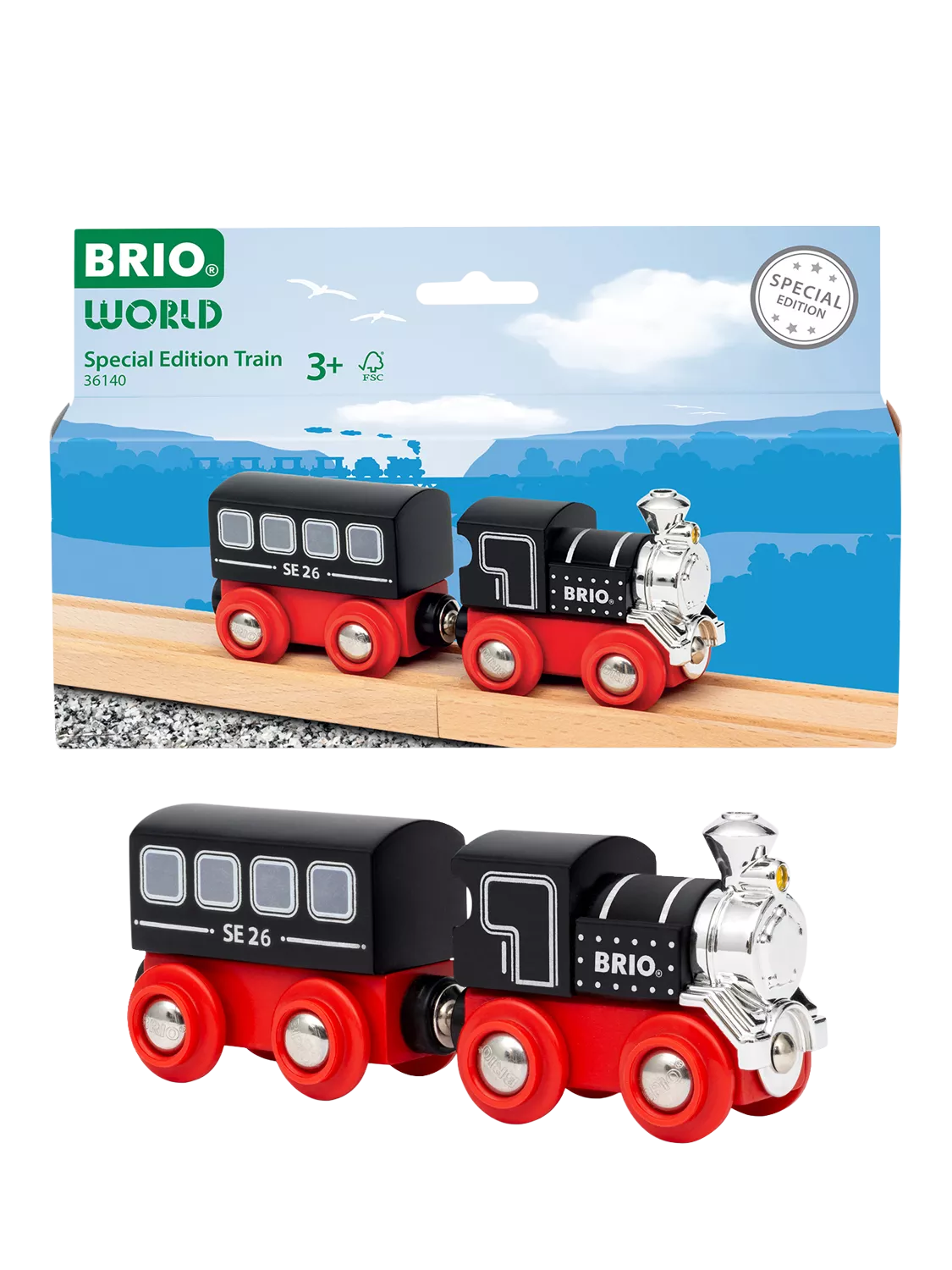 BRIO Special Edition Train 2026 with wooden wagon, UK version