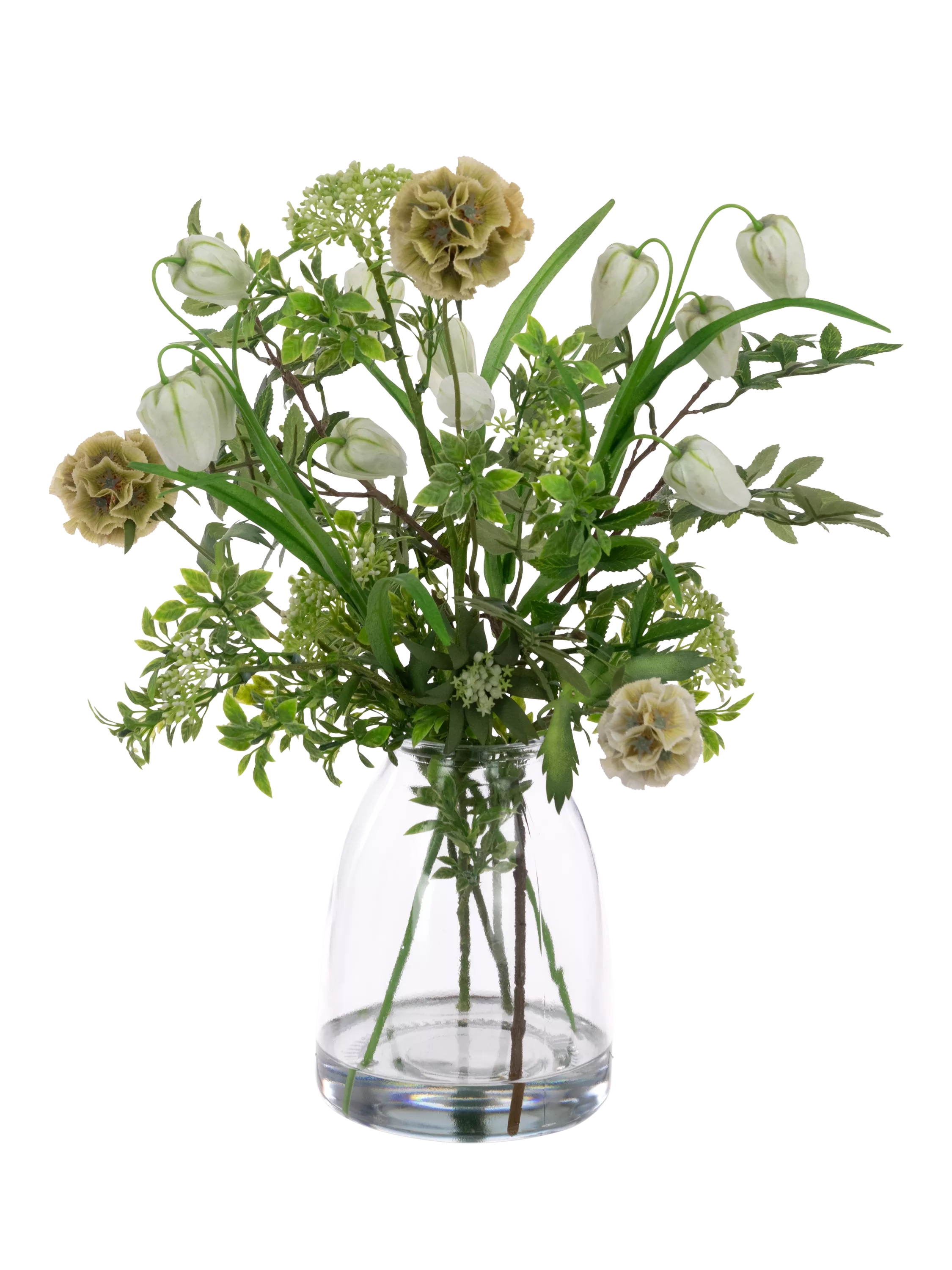 Floralsilk artificial scabiosa foliage arrangement 50cm, UK version