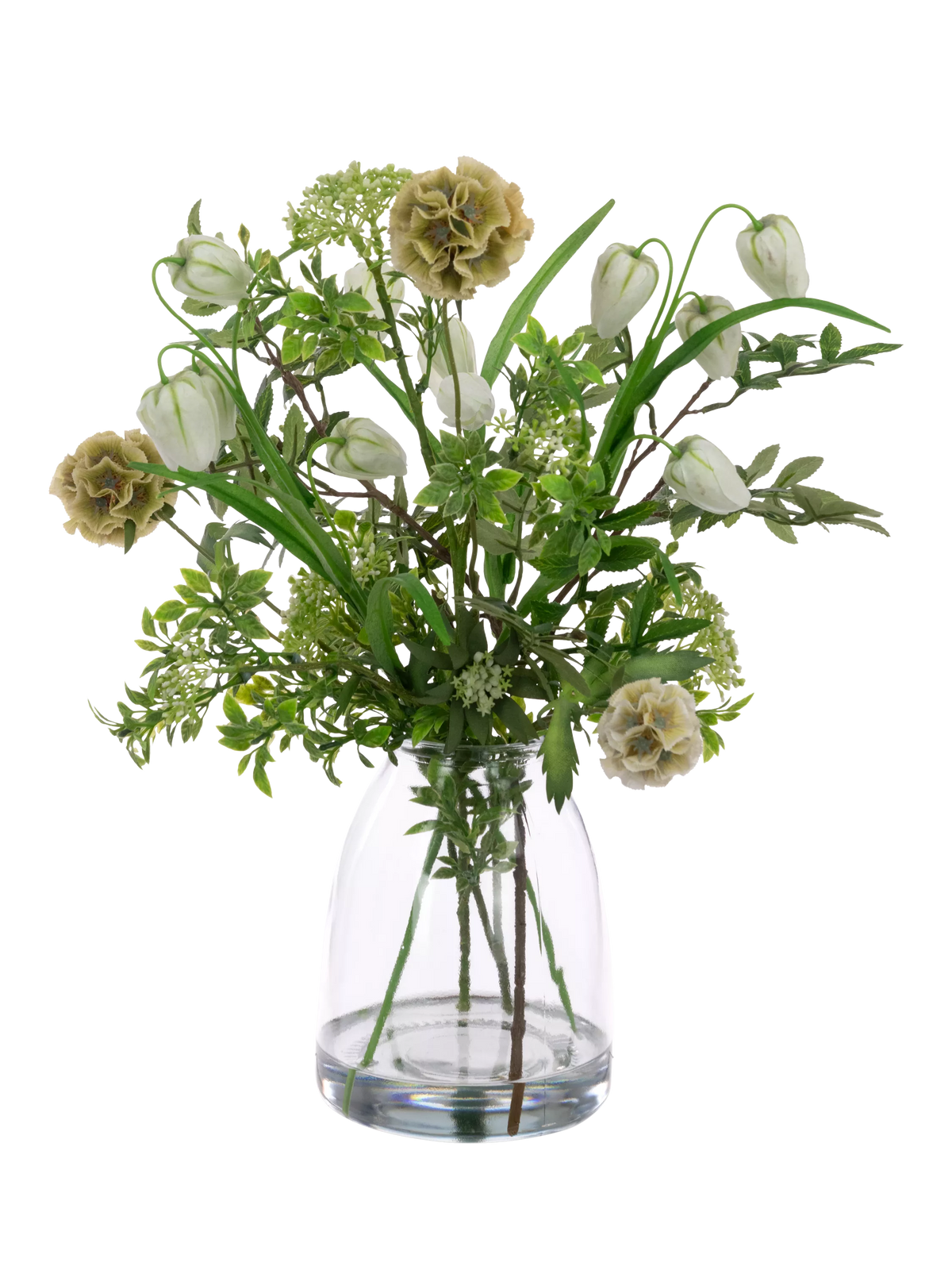 Floralsilk artificial scabiosa foliage arrangement 50cm, UK version