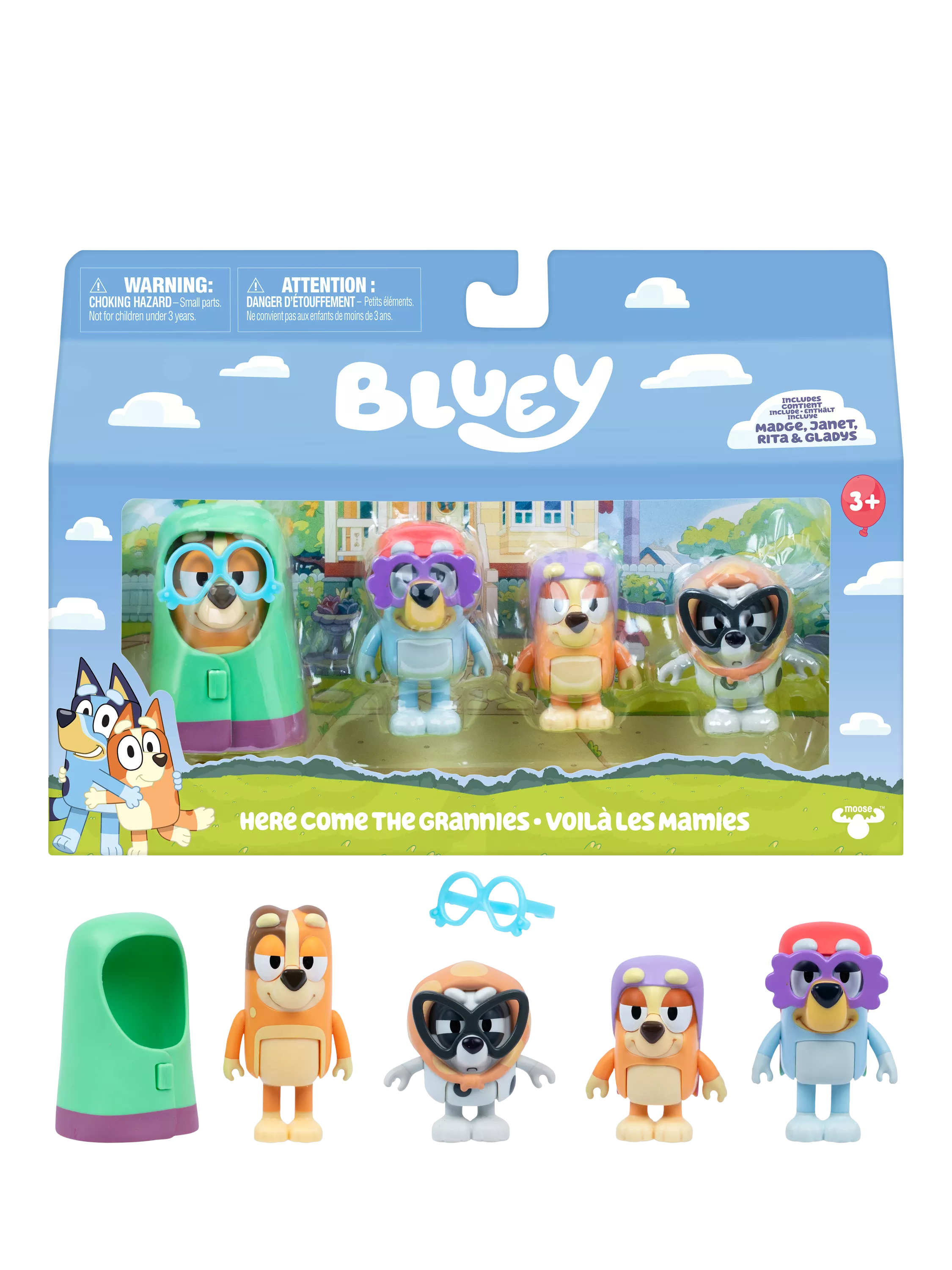 Bluey Grannies action figures 4 pack 2.5-3 inch, UK version