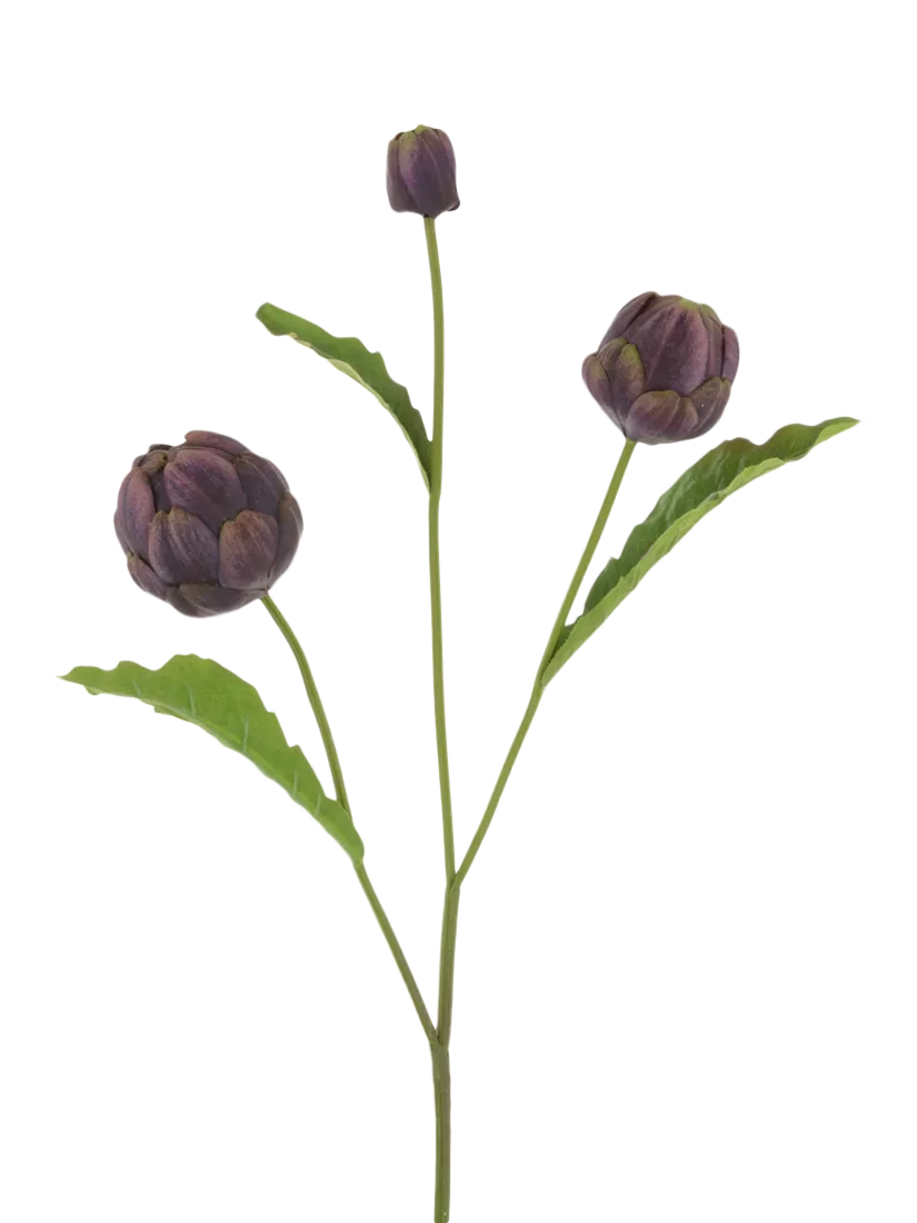 Floralsilk artificial mini artichoke spray 77cm - British product