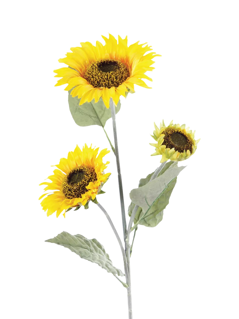 Floralsilk artificial sunflower spray yellow 92cm, imported from the UK