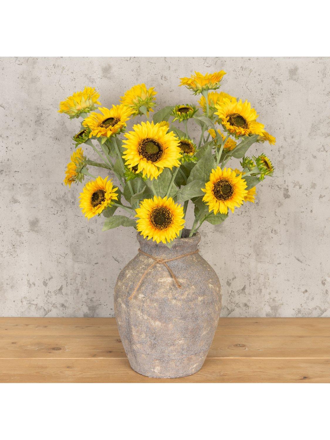Floralsilk artificial sunflower spray yellow 92cm, imported from the UK