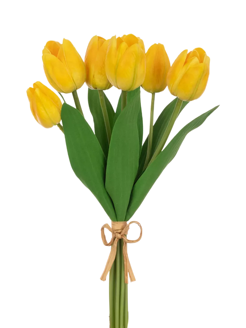 Floralsilk artificial tulip bunch yellow 34cm, imported from the UK