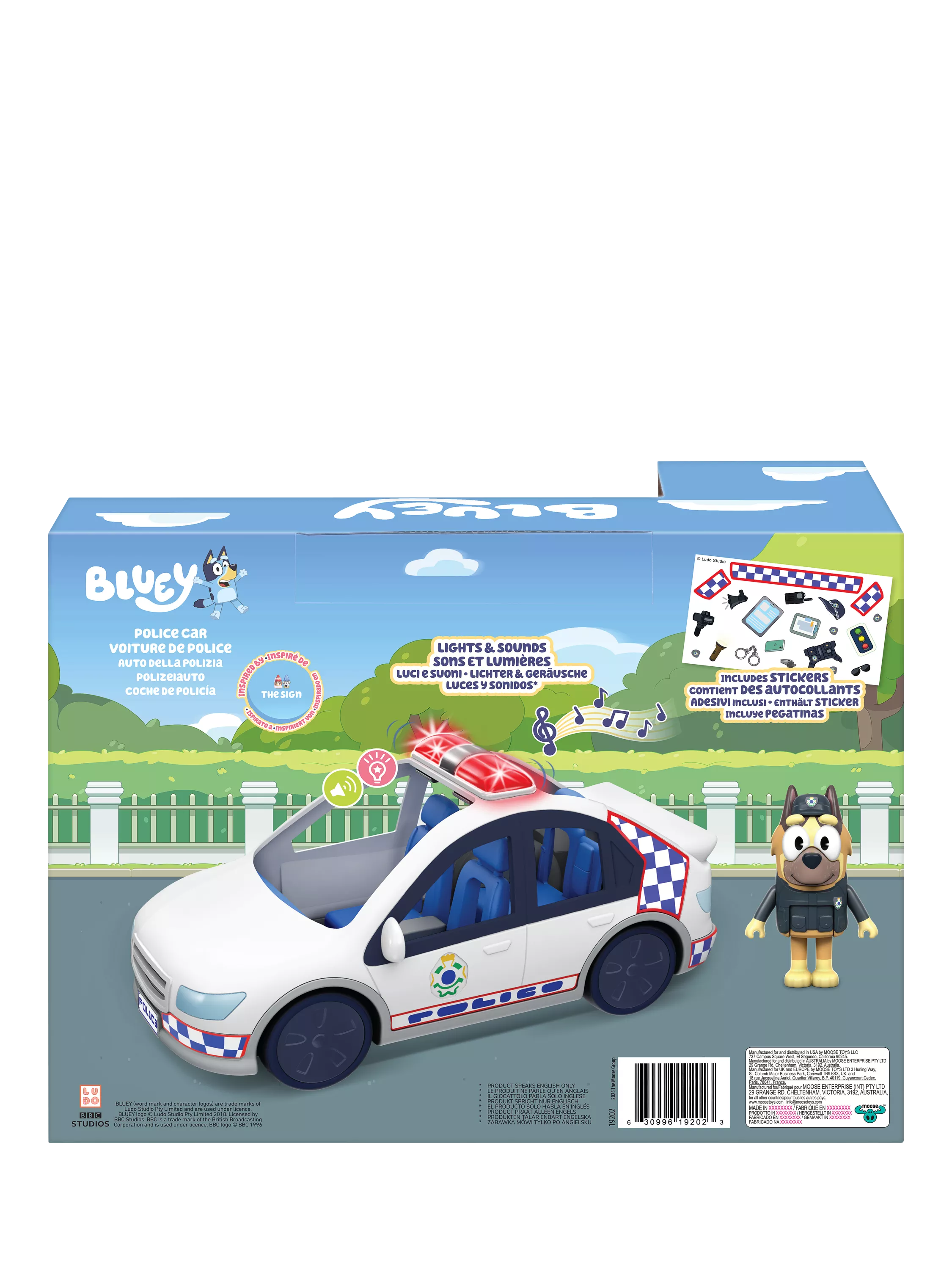 Bluey Police Car S14 toy with lights and sounds, imported from the UK