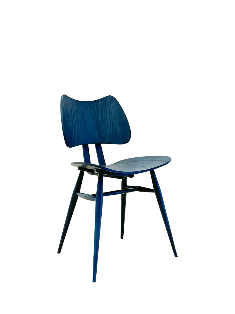 ercol Butterfly dining chair Ink Blue ash wood, UK version
