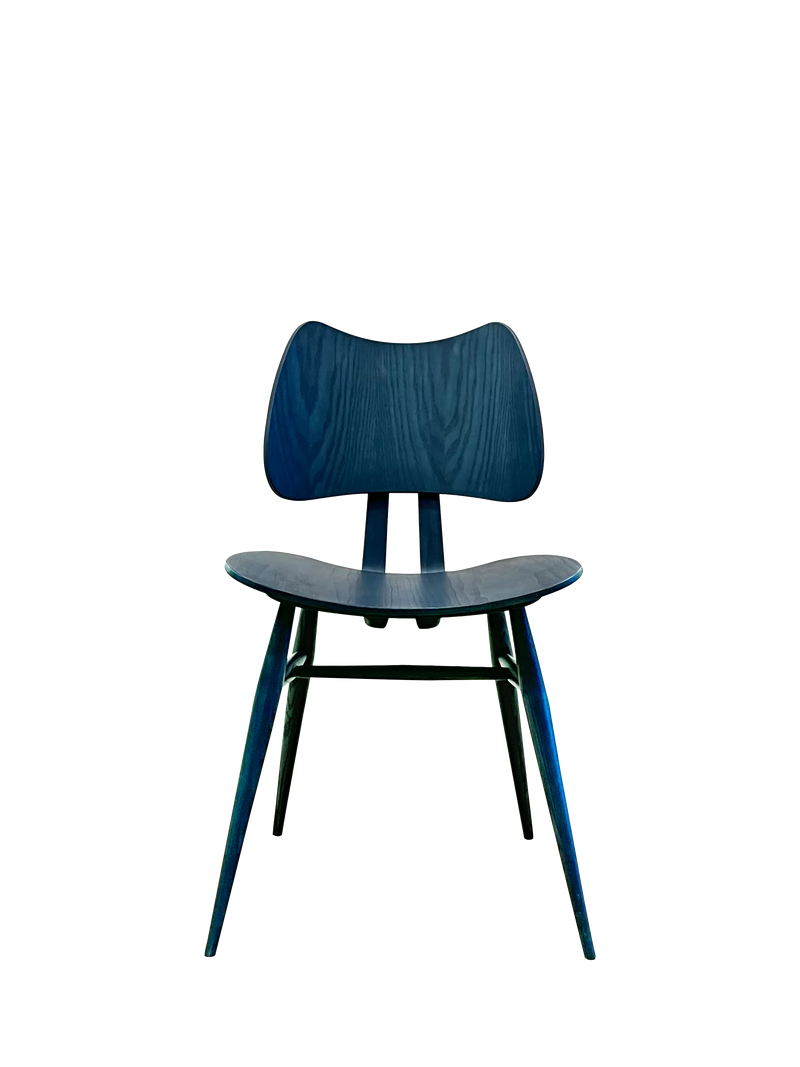 ercol Butterfly dining chair Ink Blue ash wood, UK version