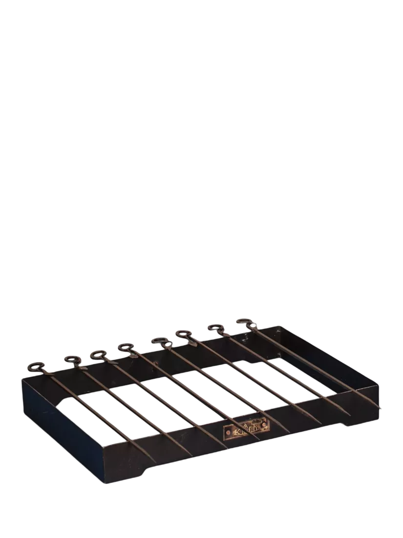 Kadai steel BBQ skewers and rack set 8 piece, imported from the UK