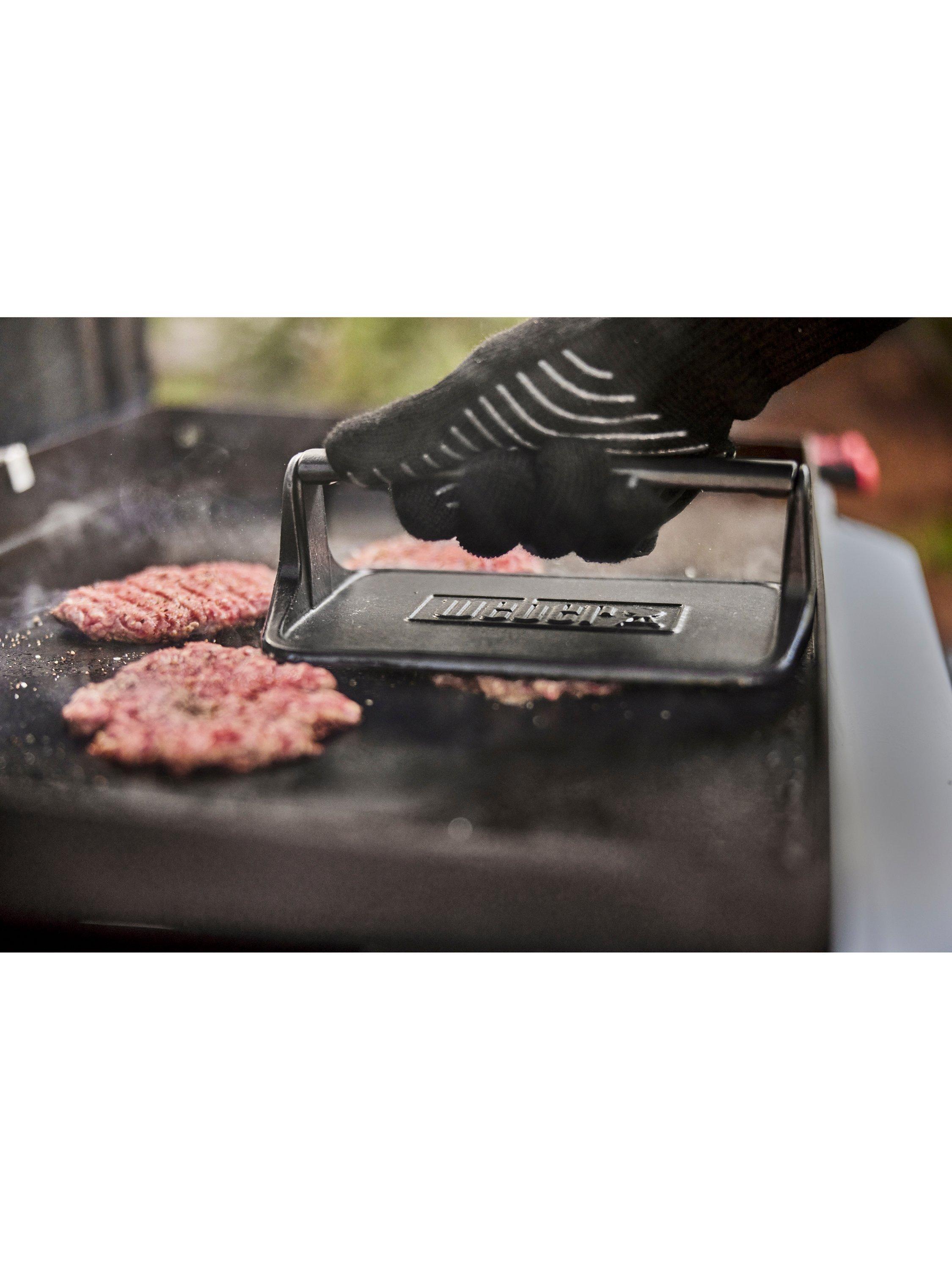 Weber cast iron BBQ griddle press, imported from the UK
