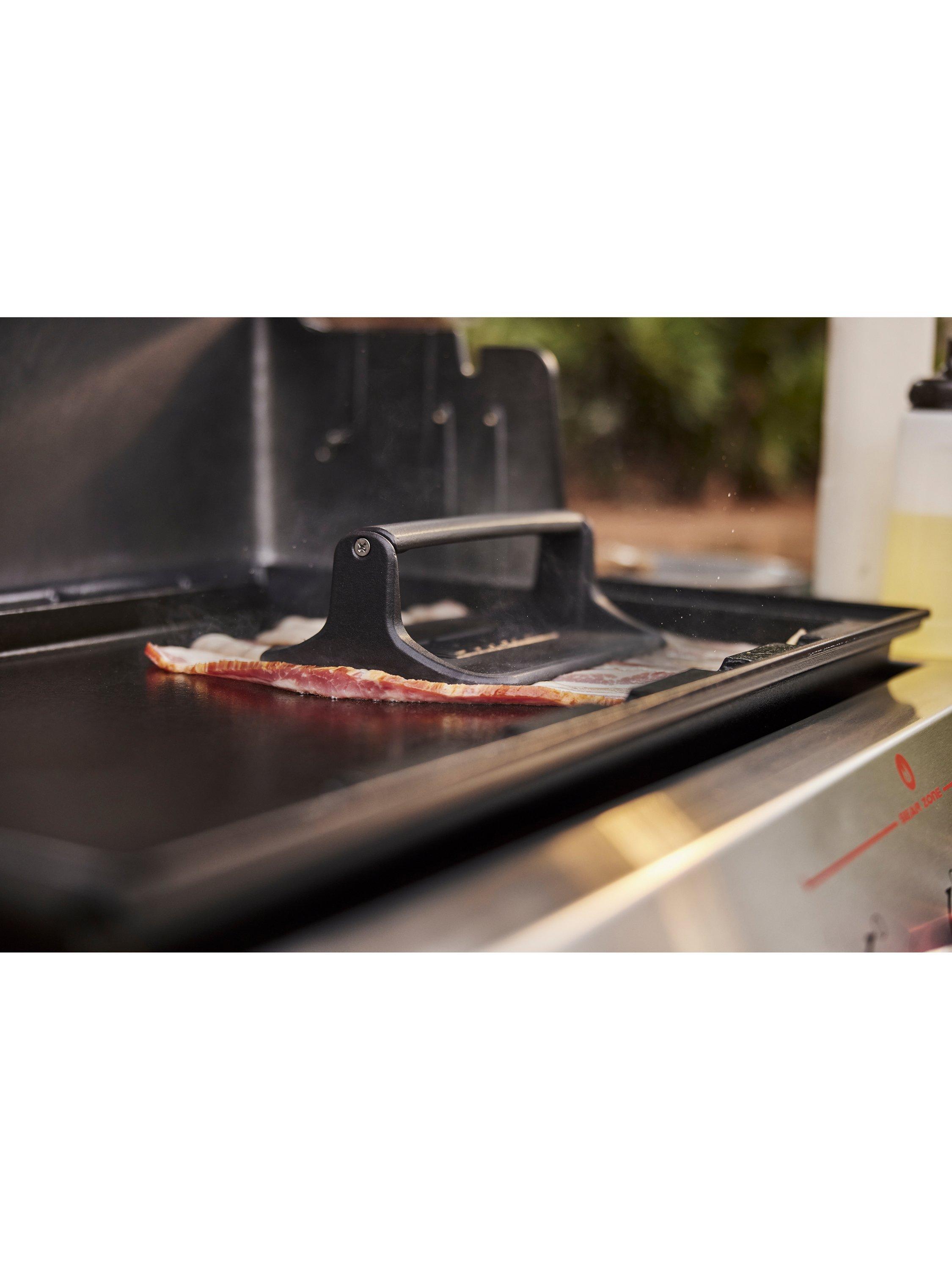Weber cast iron BBQ griddle press, imported from the UK
